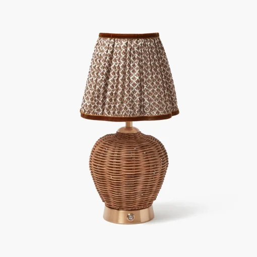 Rechargeable Table Lamps<Mrs. Alice Rattan Ursula Rechargeable Lamp with Chocolate Lotus Shade (18cm)