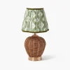 Rechargeable Table Lamps<Mrs. Alice Rattan Ursula Rechargeable Lamp with Olive Ikat Shade (18cm)