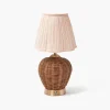 Rechargeable Table Lamps<Mrs. Alice Rattan Ursula Rechargeable Lamp with Pink Lotus Shade (18cm)