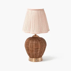 Rechargeable Table Lamps<Mrs. Alice Rattan Ursula Rechargeable Lamp with Pink Lotus Shade (18cm)