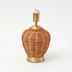 Rechargeable Table Lamps<Mrs. Alice Rattan Ursula Rechargeable Lamp with Cobalt & Red Lotus Shade (18cm)