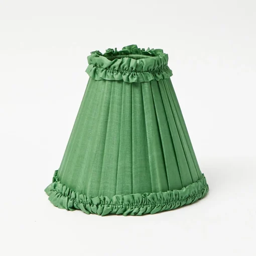 Rechargeable Table Lamps<Mrs. Alice Rattan Ursula Rechargeable Lamp with Green Frilled Silk Shade (18cm)