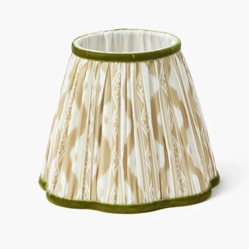Rechargeable Table Lamps | Summer Lighting<Mrs. Alice Rattan Ursula Rechargeable Lamp with Putty & Green Ikat Shade (18cm)