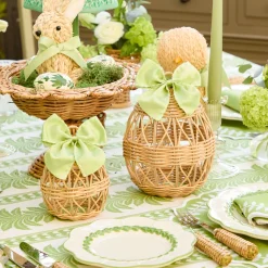 Spring Decorations<Mrs. Alice Rattan Woven Egg Family with Loops