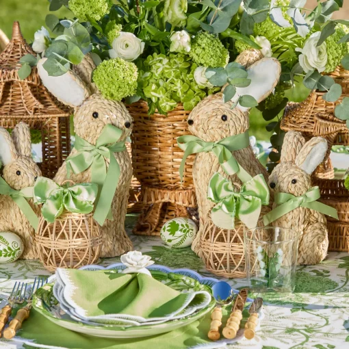 Spring Decorations<Mrs. Alice Rattan Woven Egg Family with Loops