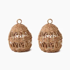 Spring Decorations<Mrs. Alice Rattan Woven Egg Family with Loops