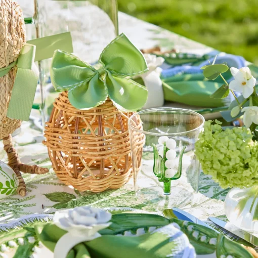 Spring Decorations<Mrs. Alice Rattan Woven Egg Family with Loops