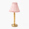 Rechargeable Table Lamps<Mrs. Alice Rechargeable Bamboo Lamp with Pale Pink Silk Frilled Shade (18cm)