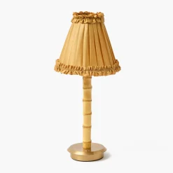 Rechargeable Table Lamps<Mrs. Alice Rechargeable Bamboo Lamp with Caramel Silk Frilled Shade (18cm)