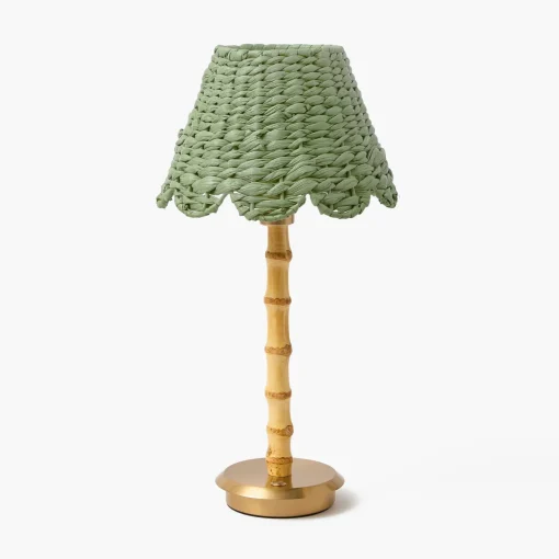 Rechargeable Table Lamps<Mrs. Alice Rechargeable Bamboo Lamp with Green Seagrass Shade
