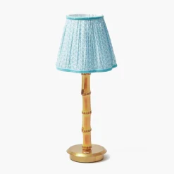 Rechargeable Table Lamps<Mrs. Alice Rechargeable Bamboo Lamp with Soft Blue Lotus Shade (18cm)