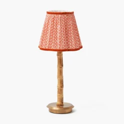 Rechargeable Table Lamps<Mrs. Alice Rechargeable Bamboo Lamp with Orange Lotus Shade (18cm)