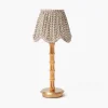 Rechargeable Table Lamps<Mrs. Alice Rechargeable Bamboo Lamp & Chocolate Lotus Deep Scalloped Shade (18cm)