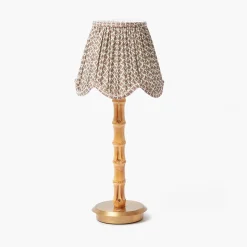 Rechargeable Table Lamps<Mrs. Alice Rechargeable Bamboo Lamp & Chocolate Lotus Deep Scalloped Shade (18cm)