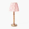 Rechargeable Table Lamps<Mrs. Alice Rechargeable Bamboo Lamp & Pink Ikat Shade (18cm)