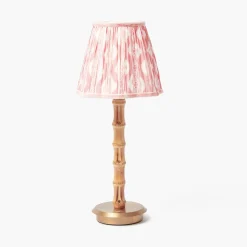 Rechargeable Table Lamps<Mrs. Alice Rechargeable Bamboo Lamp & Pink Ikat Shade (18cm)