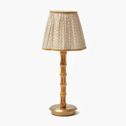 Rechargeable Table Lamps<Mrs. Alice Rechargeable Bamboo Lamp with Putty Lotus Shade (18cm)