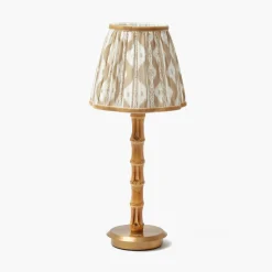 Rechargeable Table Lamps | Summer Lighting<Mrs. Alice Rechargeable Bamboo Lamp with Putty Ikat Shade (18cm)