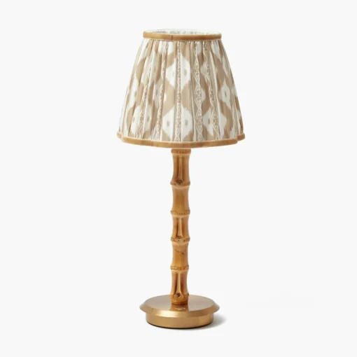 Rechargeable Table Lamps | Summer Lighting<Mrs. Alice Rechargeable Bamboo Lamp with Putty Ikat Shade (18cm)