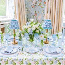 Rechargeable Table Lamps<Mrs. Alice Rechargeable Bamboo Lamp with Blue Ikat Shade (18cm)