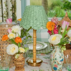 Rechargeable Table Lamps<Mrs. Alice Rechargeable Bamboo Lamp with Green Seagrass Shade
