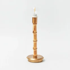 Rechargeable Table Lamps<Mrs. Alice Rechargeable Bamboo Lamp with Blue & Green Ikat Shade (18cm)
