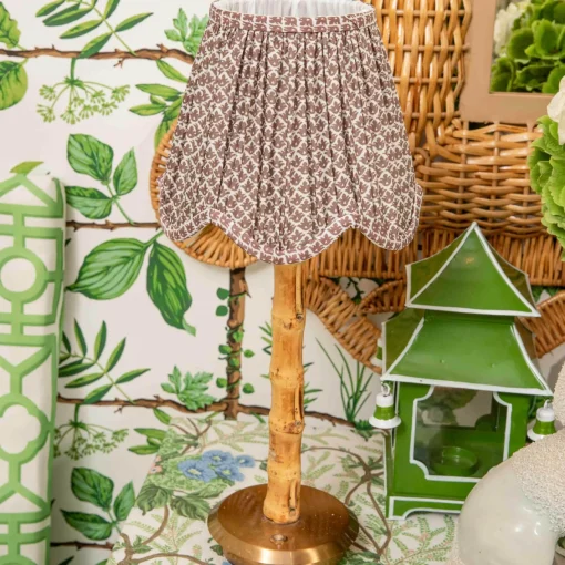 Rechargeable Table Lamps<Mrs. Alice Rechargeable Bamboo Lamp & Chocolate Lotus Deep Scalloped Shade (18cm)