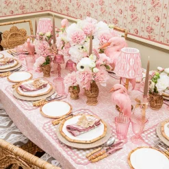 Rechargeable Table Lamps<Mrs. Alice Rechargeable Bamboo Lamp & Pink Ikat Shade (18cm)