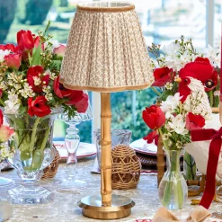 Rechargeable Table Lamps<Mrs. Alice Rechargeable Bamboo Lamp with Putty Lotus Shade (18cm)