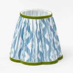 Rechargeable Table Lamps<Mrs. Alice Rechargeable Bamboo Lamp with Blue & Green Ikat Shade (18cm)