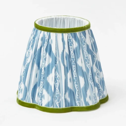 Rechargeable Table Lamps<Mrs. Alice Rechargeable Bamboo Lamp with Blue & Green Ikat Shade (18cm)