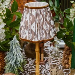 Rechargeable Table Lamps<Mrs. Alice Rechargeable Bamboo Lamp with Chocolate Brown Ikat Shade (18cm)