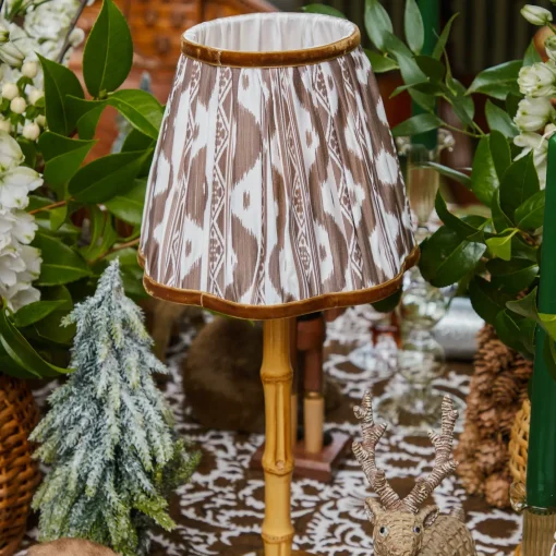 Rechargeable Table Lamps<Mrs. Alice Rechargeable Bamboo Lamp with Chocolate Brown Ikat Shade (18cm)