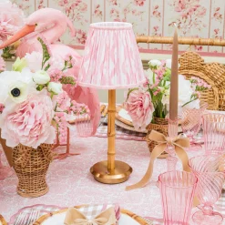 Rechargeable Table Lamps<Mrs. Alice Rechargeable Bamboo Lamp & Pink Ikat Shade (18cm)