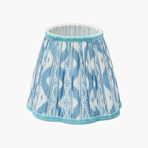 Rechargeable Table Lamps<Mrs. Alice Rechargeable Bamboo Lamp with Blue Ikat Shade (18cm)
