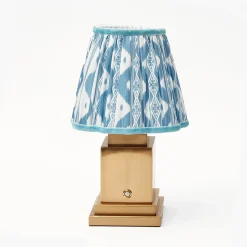 Rechargeable Table Lamps<Mrs. Alice Rechargeable Lamp with Blue Ikat Shade (18cm)