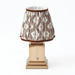 Rechargeable Table Lamps | For Her<Mrs. Alice Rechargeable Lamp with Chocolate Ikat Shade (18cm)