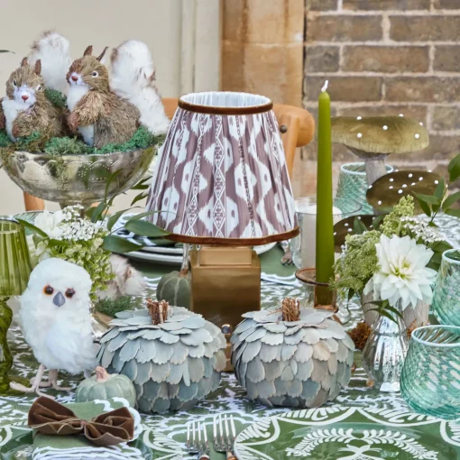 Rechargeable Table Lamps | For Her<Mrs. Alice Rechargeable Lamp with Chocolate Ikat Shade (18cm)
