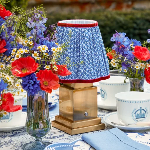 Rechargeable Table Lamps<Mrs. Alice Rechargeable Lamp with Cobalt & Red Lotus Shade (18cm)