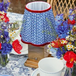 Rechargeable Table Lamps<Mrs. Alice Rechargeable Lamp with Cobalt & Red Lotus Shade (18cm)