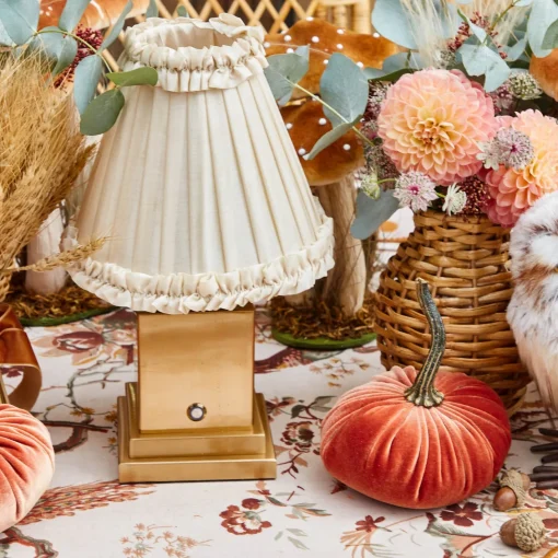 Rechargeable Table Lamps<Mrs. Alice Rechargeable Lamp with Cream Frilled Silk Shade (18cm)