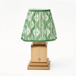 Rechargeable Table Lamps<Mrs. Alice Rechargeable Lamp with Green Ikat Shade (18cm)