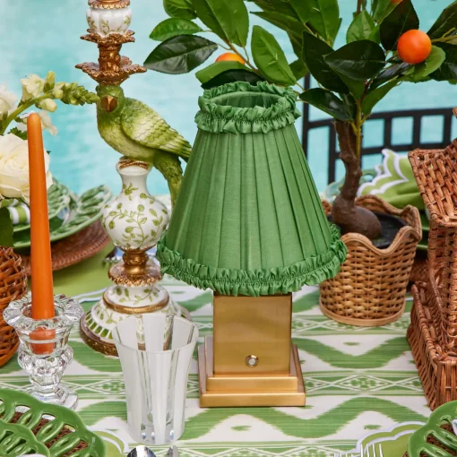 Rechargeable Table Lamps<Mrs. Alice Rechargeable Lamp with Green Frilled Shade (18cm)