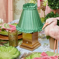 Rechargeable Table Lamps<Mrs. Alice Rechargeable Lamp with Green Frilled Shade (18cm)