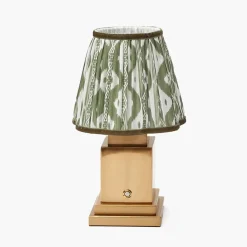 Rechargeable Table Lamps<Mrs. Alice Rechargeable Lamp with Olive Ikat Shade (18cm)