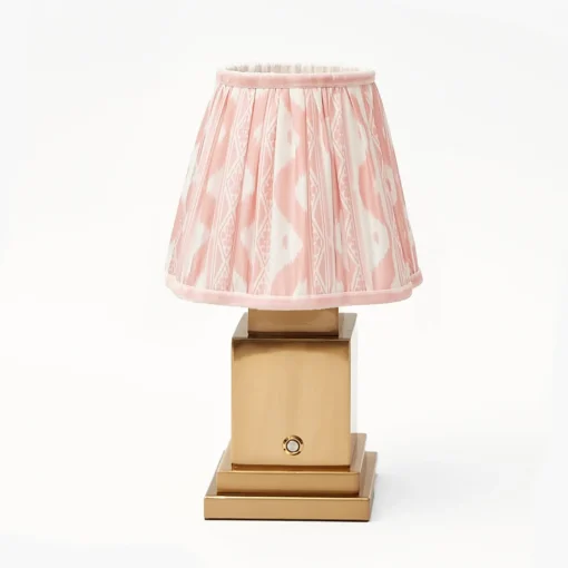 Rechargeable Table Lamps<Mrs. Alice Rechargeable Lamp with Pink Ikat Shade (18cm)