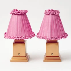 Rechargeable Table Lamps | Summer Lighting<Mrs. Alice Rechargeable Lamp with Pink Frilled Shade (18cm)