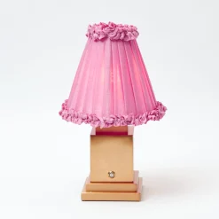 Rechargeable Table Lamps | Summer Lighting<Mrs. Alice Rechargeable Lamp with Pink Frilled Shade (18cm)