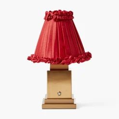 Rechargeable Table Lamps<Mrs. Alice Rechargeable Lamp with Red Frilled Silk Shade (18cm)