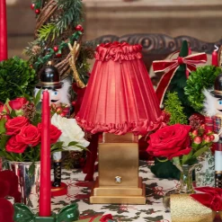 Rechargeable Table Lamps<Mrs. Alice Rechargeable Lamp with Red Frilled Silk Shade (18cm)